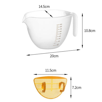 1000ml Transparent Filter Measuring Cup with Scale Line for Beating Eggs Pastry Making Kitchen Strainers with Large Capacity