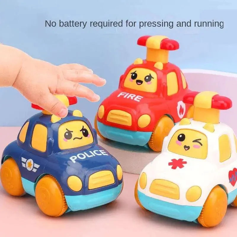 Baby Cartoon Car Toys Toddler Press and Go Car Toy Children Early Educational Toys Pull Back Cars Fire Truck for Kids Boys Gifts