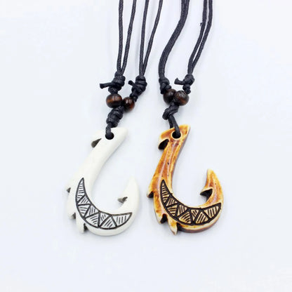 New Zealand Maori fishhook necklace Fish Hook pendant man Choker Retro Jewelry Imitation Polynesian Maui hook necklace Amulet