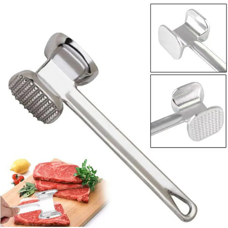 Meat Tenderizer Hammer 19cm Household Aluminum Alloy Steak Metal Mallet Kitchen Tool Heavy Duty Durable Double-Sided Tenderizer