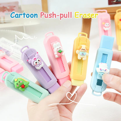 CHEN LIN Creative Push-pull Cartoon Eraser Macaron Colored Eraser Telescopic Kawaii Children's Pencil Eraser Student Stationery