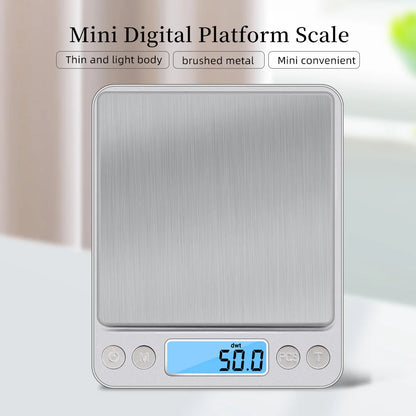 0.01g/0.1g Precision LCD Digital Scales 500g/3000g Mini Electronic Grams Weight Balance Scale for Tea Baking Weighing Scale 50%