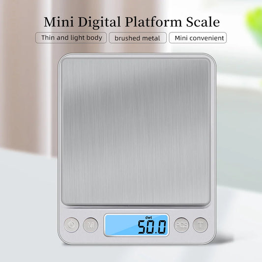 0.01g/0.1g Precision LCD Digital Scales 500g/3000g Mini Electronic Grams Weight Balance Scale for Tea Baking Weighing Scale 50%