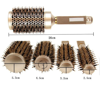 Roll Ionic Boar Bristles Hairdressing Brush For Blow Drying Hair Brush Round Ceramic Barrel Blowout Hair Styling Brush