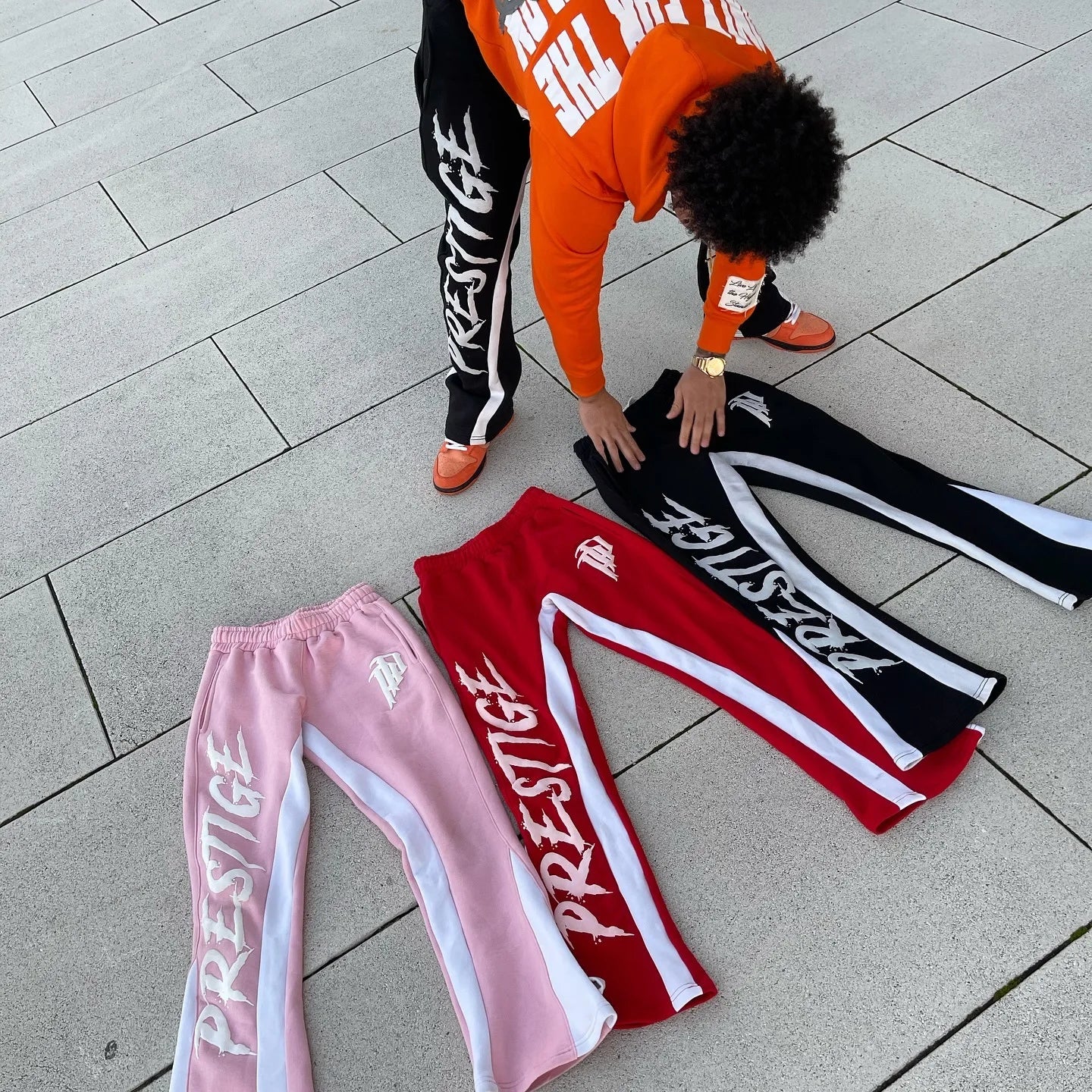 American street Harajuku letter borrowed trousers 2024 new men's and women's splicing retro loose high-waisted y2k sweatpants