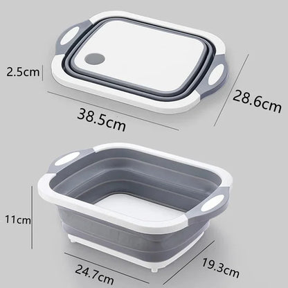 New Multi-function 3 In 1 Folding Cutting Board Foldable Drain Basket Chopping Blocks Washing Basket folding sink folding basin