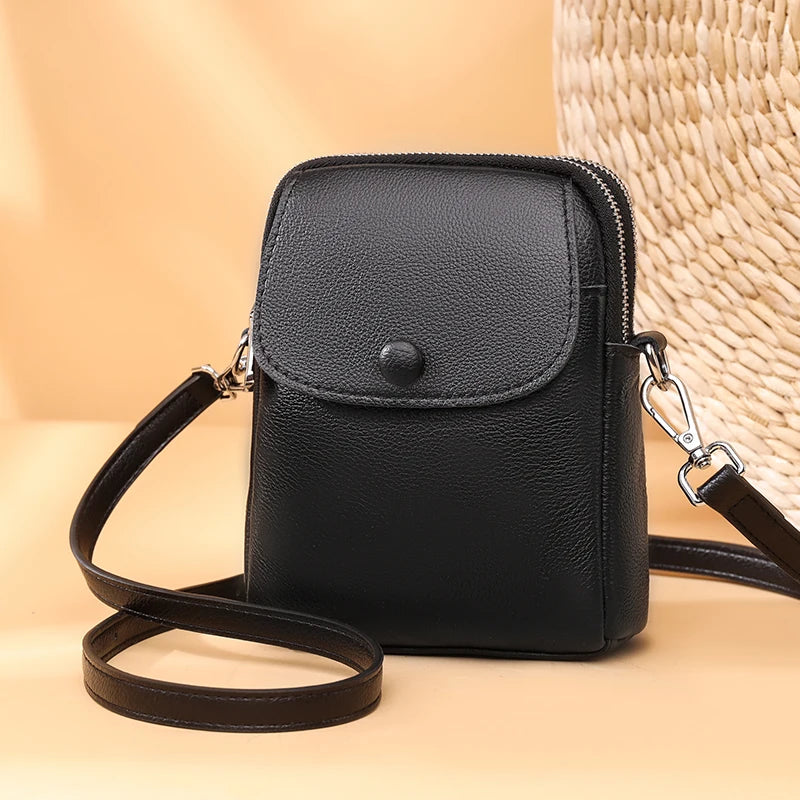 100% cowhide Fashion Crossbody Bag Female Summer Handbag Solid Color Simple Trend Casual Single Shoulder Crossbody Bag Female