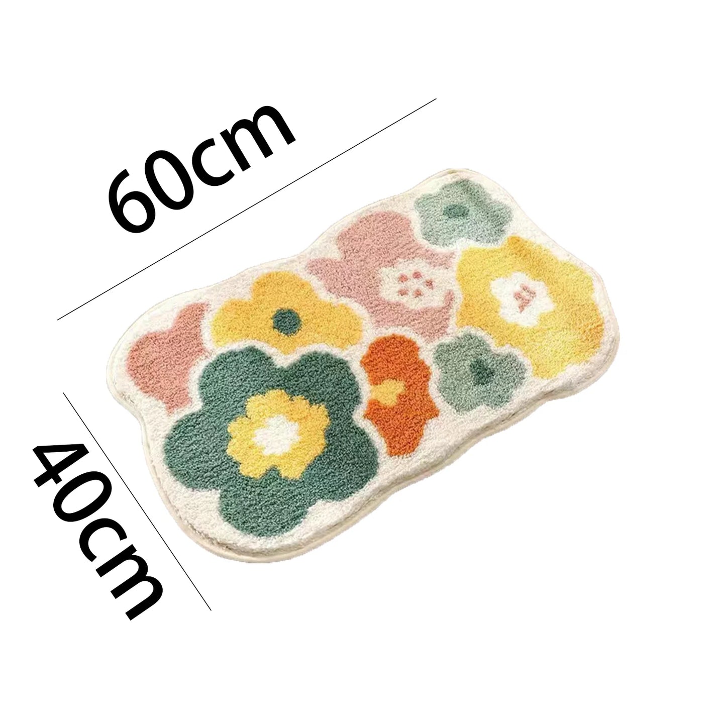 Soft Floor Mat Simple Cute Floral Carpet Plush Carpet Floor Mat Bedroom Toilet Bathroom Door Water Absorbent Anti-slip Foot Mat