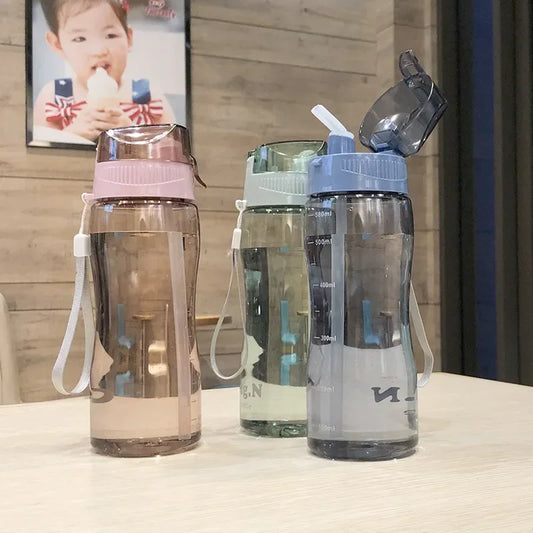 580ML Portable Water Bottle Sports Water Cups with Straw Couples Drinkware Outdoor Shaker Drop-resistant Leak-proof Waterbottle