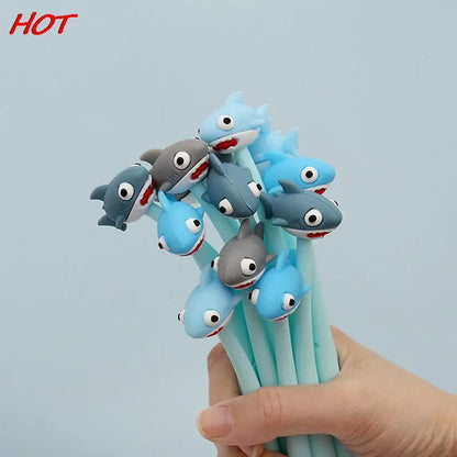 1PCS Random Color 0.5mm Creative Cartoon Shark Silicone Gel Pen Student Signature Creative Stationery School Supplies