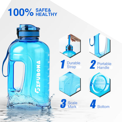 3 Liter Water Bottles with Times to Drink Motivational Straw Sports Big Jug with Handle Leak Proof BPA Free for Men and Women