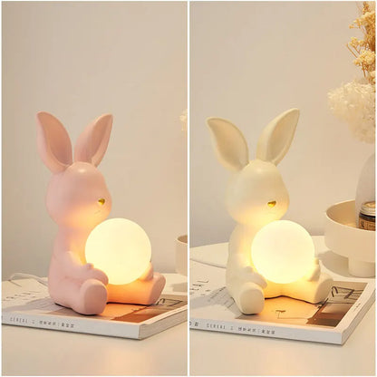 Wedding Table Lamp, Girl's Bedroom, Romantic Night Lamp, Creative and High end Cartoon Big Ear Rabbit Decoration