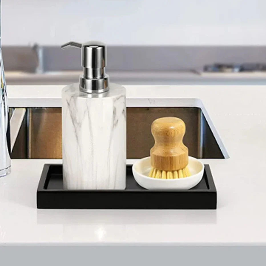 Countertop Silicone Tray Soap Dispenser Shampoo Shower Gel Bottle Storage Tray Sink Soap Sponge Storage Holder Decorative Tray