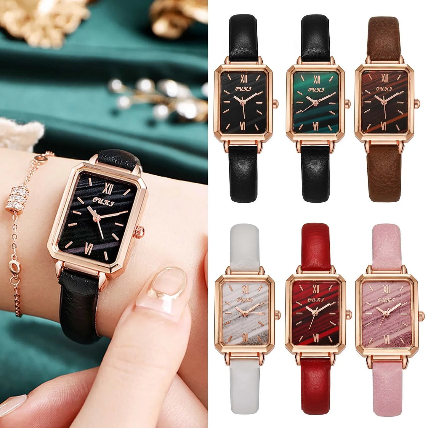 Vintage Square Watch Ladies Leather Strap Belt Bracelet Watch Suitable For Gifts Women Elegant Casual Digital Watch Reloj Mujer