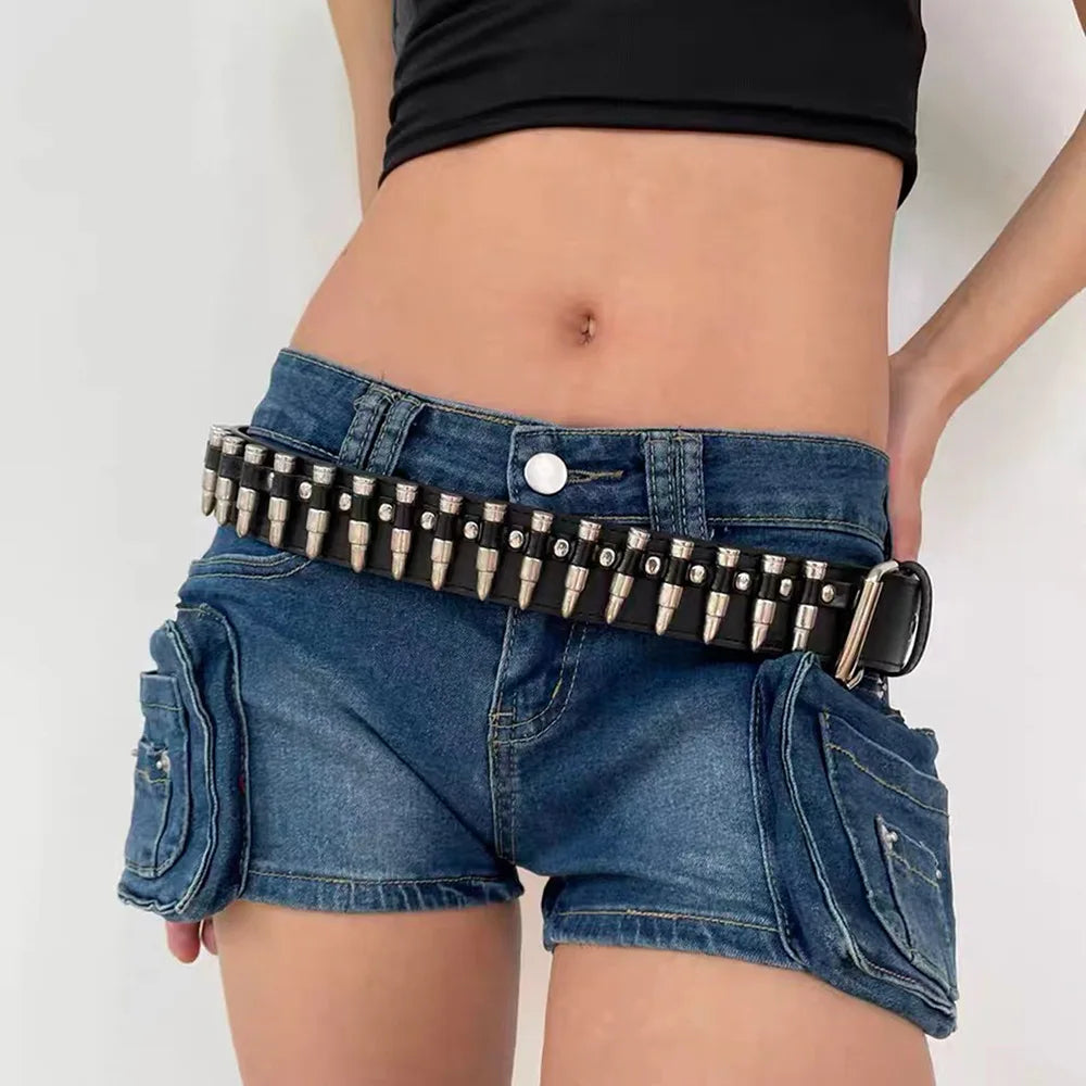 Square Bead Rivet Belt Metal Pyramid Belt Men Women Punk Hardware Jeans Alloy Buckle Jeans Decorative Accessories Waistband