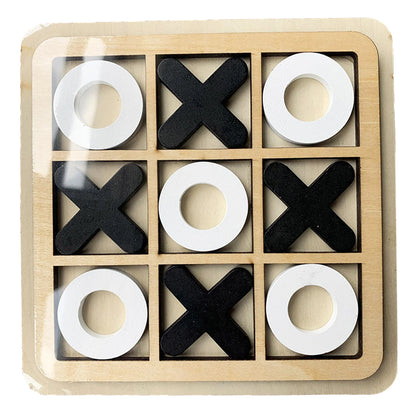 Camping Tic-Tac-Toe Game Mini Tabletop Wooden Board Game Competitive X O Blocks For Coffee Table Decor Party Games Kids Gift