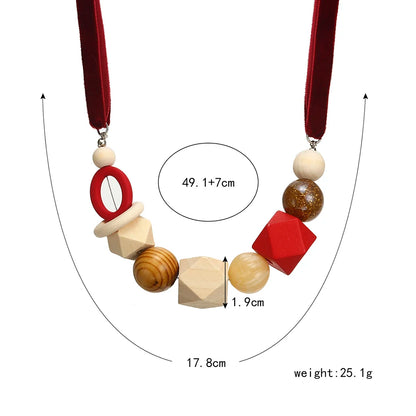 Women's Wood Beads Necklace for Women Geometric Wooden Beaded Necklaces & Pendants Statement Necklace New Fashion Jewelry NR037