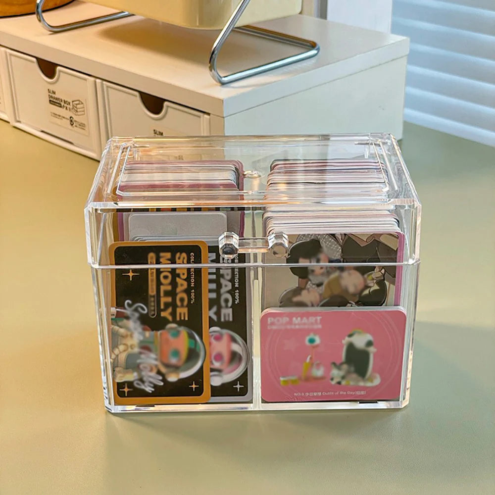 Compartment Flip Box Acrylic Transparent Display Box Blind Box Card New Photocard Storage Box Photo Card Organizer