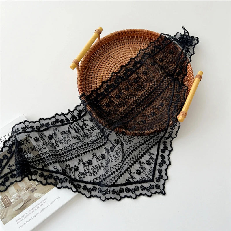 Hollow Lace Triangle Scarf Head Wrap Scarf Office Lady Wrist Hair Tie Bandana Kerchief Women Girl Headscarf Headband Hair Band