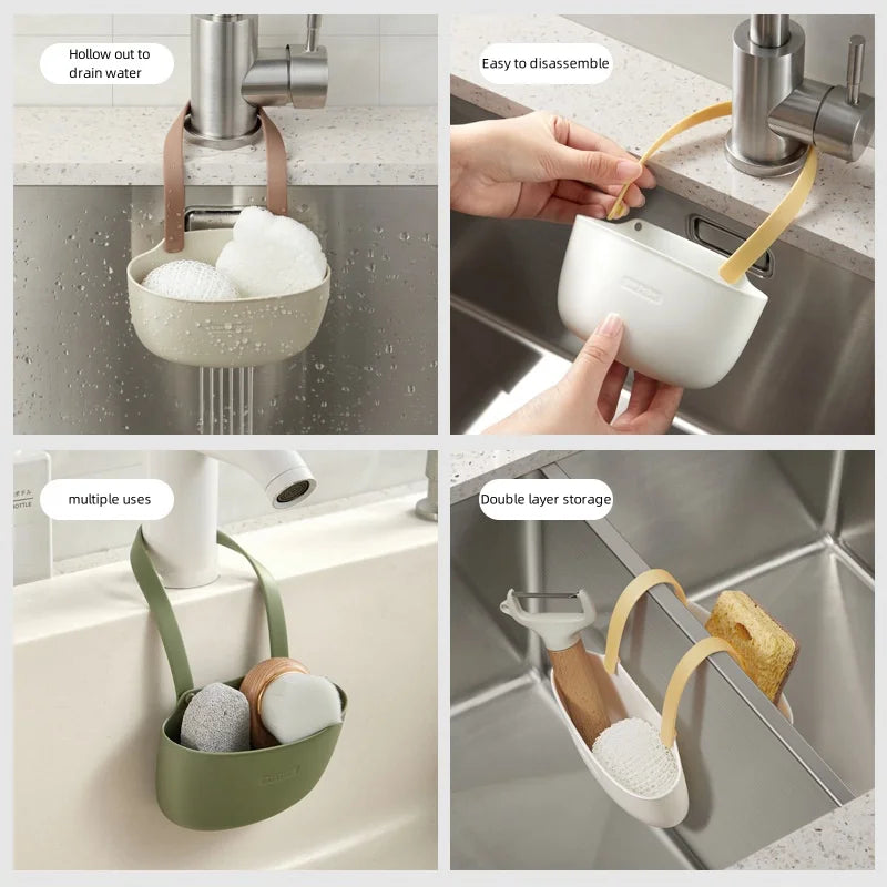 Sink Drain Basket For Kitchen Accessories Drainer Draining Rack Single Layer Bag Storage Box Cleaning Tools Organizer Items Home