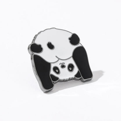 Cute Chinese Panda Looking Down Brooch Metal Enamel Pin for Hat Scarf Collection Gifts for Kids