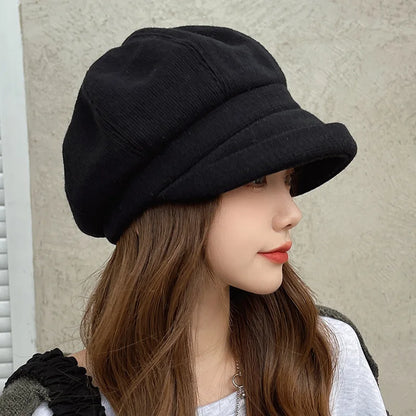 Newsboy Cap Hat Women Winter Autumn Casual Octagonal Hats For Women Retro Beret Fashion Solid Color Beret Gorro Korean New