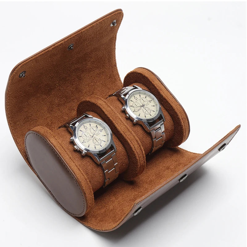 2 slots watch case storage box PU leather watch roll couple watch packaging box gift box UTHAI