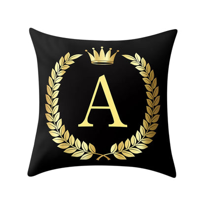 New Pillow Cover Black And Gold Letter Pillowcase Sofa Cushion Cover Home Decoration Sofa Chair Pillowcase Throw Pillows