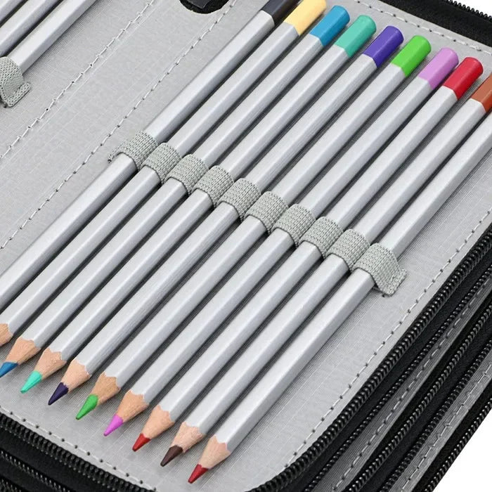 72 Holes Pencil Case Portable 4 Layers Large Capacity Pen Bag Colored Holder with Zipper Pocket School Stationary