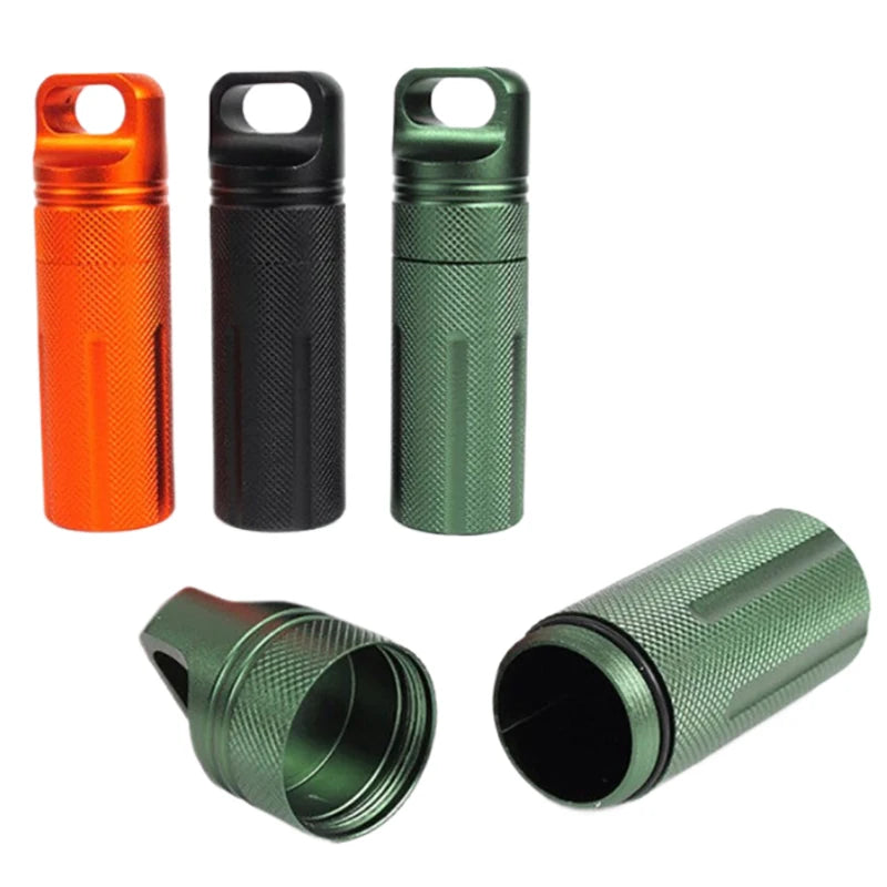 Aluminum Alloy Airtight Pill Container Bottle Portable Outdoor EDC Single Chamber Capsule Holder Waterproof Medicine Case Box