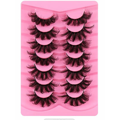 7 Pairs 3D Mink Lashes Bulk Russian Volume Fluffy Natural False Eyelashes Thick Dramatic Mink Eyelashes