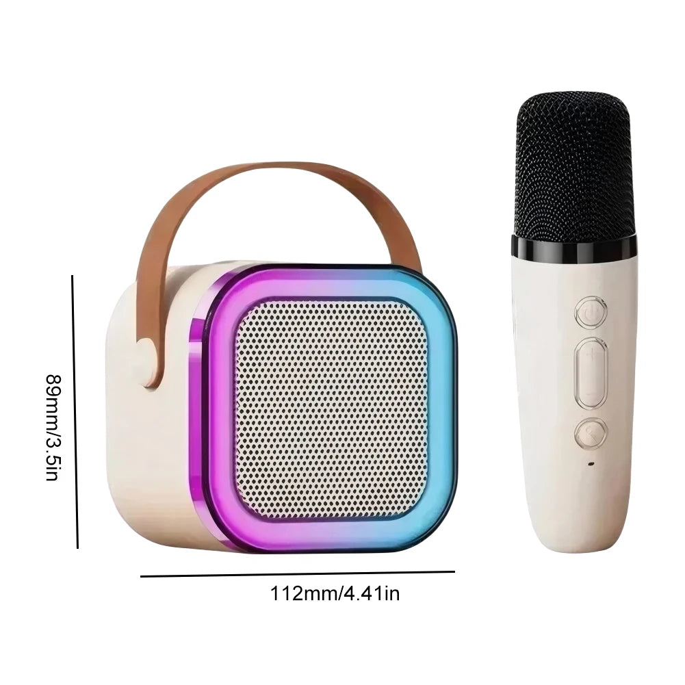 Bluetooth-Compatible 5.3 Portable Karaoke Machine with Wireless Mic Mini Home Theater Speakers Gifts for Kids Adults