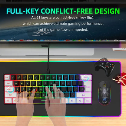 Gaming Keyboard, Quiet Wired Computer Keyboard USB Wired 61-Key Gaming Keypad