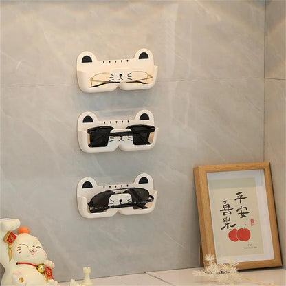 Cute Cat Wall Mount Eyeglasses Storage Rack Holders Sunglasses Display Stand Organizer Glasses Space Saving Shelf Home Tidying