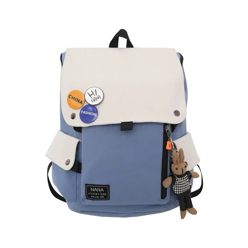 Fashion College Student Backpack Korean Large Capacity Cute Student School Bag for Teens Outdoor Travel Backpack Laptop Rucksack