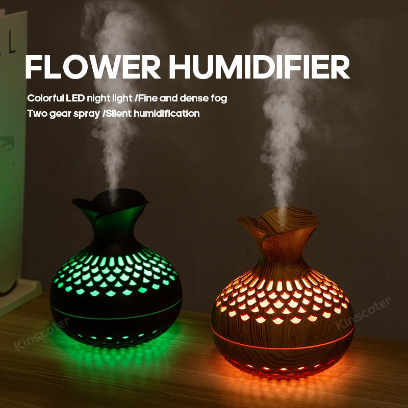 Wood Grain Humidifier 300ml USB Aroma Diffuser Atomizer USB Household Humidifier Hydrating Instrument Desktop Humidifier