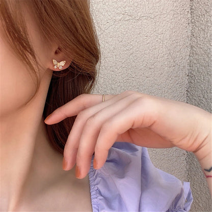 Delicate Gold Color Butterfly Zircon Tassel Earrings Fashion Women Party Jewelry Summer Trend Accessories Valentine's Day Gifts