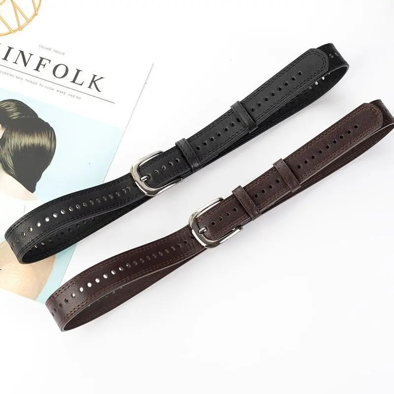 Unisex PU Leather Belt for Woman Free Size Luxury Brand Vintage Pin Buckle Jeans Waist Belts Men Ladies Retro Black Strap