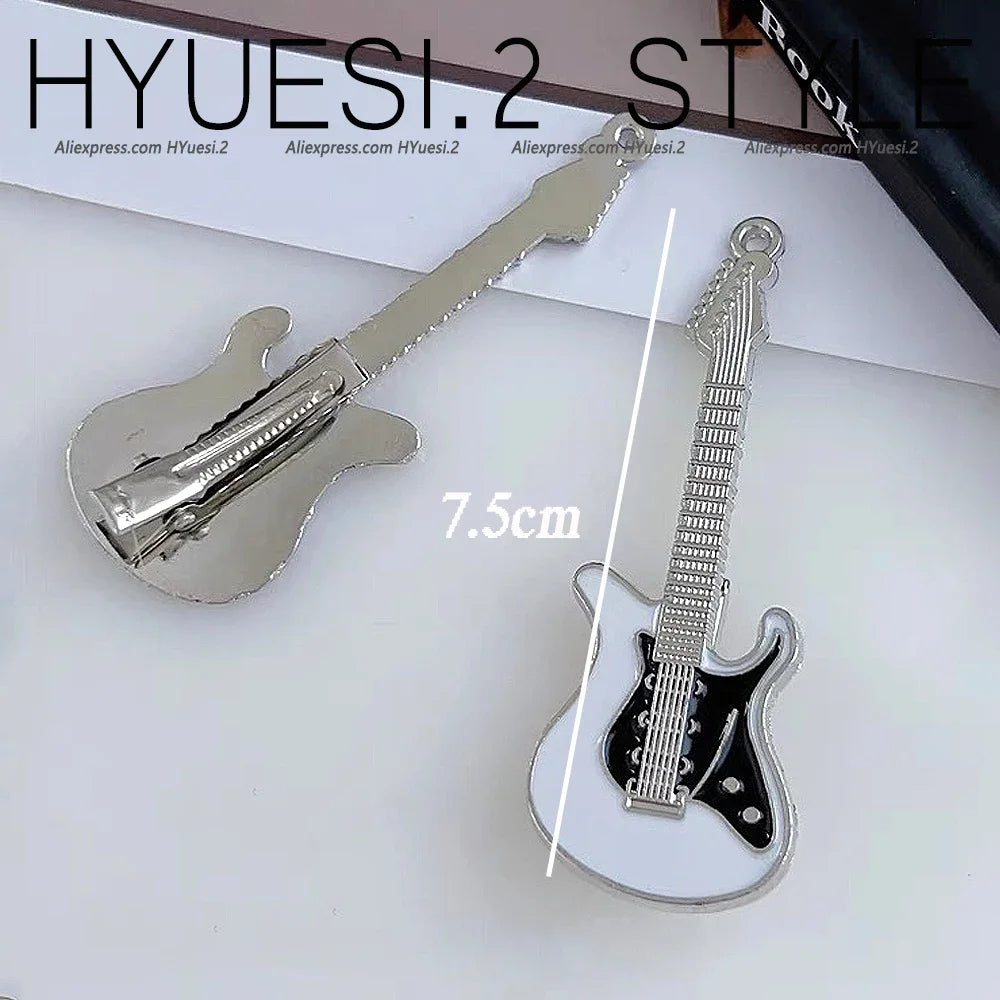 Funny Mini Guitar Shaped Hair Clips Vintage Gilrs Metal Duckbill Hairpin Barrettes Women Sides Bangs Hairpins