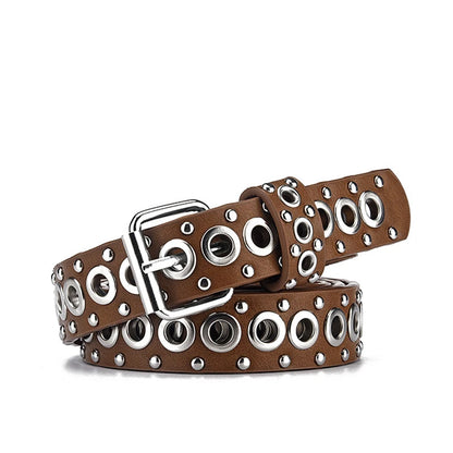 Unisex Fashion Belt Rivet for Women&Men Studded Belt Punk Rock With Pin Buckle Woman Black Ceinture Femme