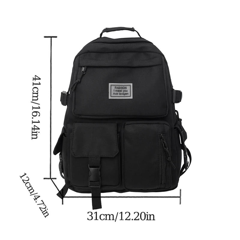 Fashionable and Casual Solid Color Nylon Multi Functional Zipper Large Capacity Student Backpack for Travel and School