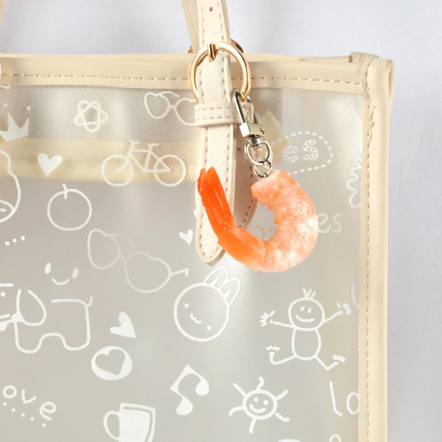 Funny Simulation PVC Shrimp Keychain Prawn Keyring Food Sea Animal Kids Toy Bag Backpack Ornament Woman Girl Jewelry Accessories