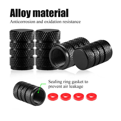 AUTCOAT 4Pcs/Set Tire Stem Valve Caps Aluminium Car Dustproof Caps Tire Wheel Stem Air Valve Caps