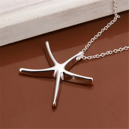 JewelryTop wholesale 925 Sterling silver necklace jewelry fashion cute Star Starfish chain women lady wedding