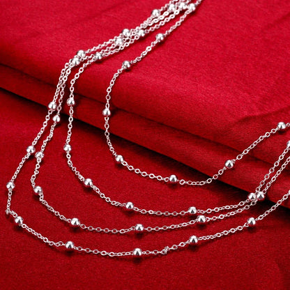 Hot korean fashion 925 sterling silver tassel Smooth Beads Chain Necklace For Women Jewelry Wedding party Christmas Gifts