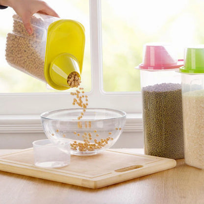 Plastic Kitchen Rice Cereal Bean Food Storage Dispenser Container Lid Sealed Box Storage Bottles Jar Practical