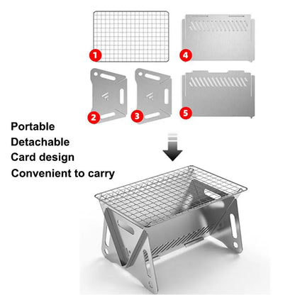 Camping Barbecue Grill Portable Folding Outdoor Heating Stoves Stainless Multifunction Picnic BBQ Rack Charbroiling Device