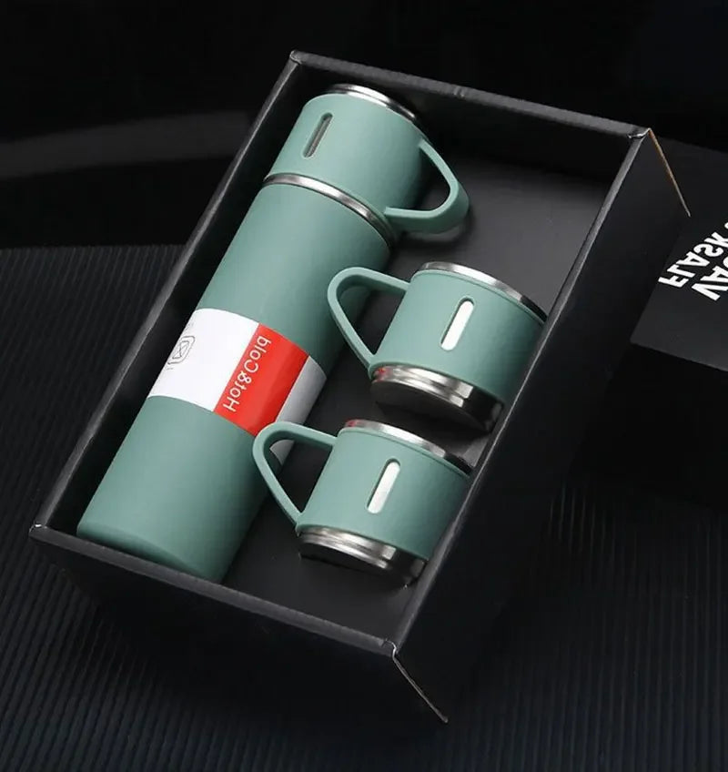 Portable Stainless Steel 304 Vacuum Thermos Cup Set: Ideal for Sports, Travel, or Business. Comes in a Gift Box with Handbag, Suitable for Coffee and Water Bottles.