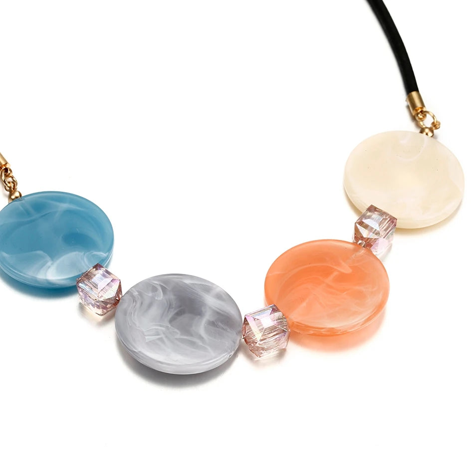 Women's Candy Color Necklace for Women Crystal Necklaces & Pendants Acrylic Statement Necklace New Fashion Jewelry Gifts NR089