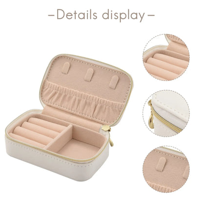 Small Jewelry Box,Portable Travel Jewelry Box Organizer Display Storage Case for Rings and Earrings White